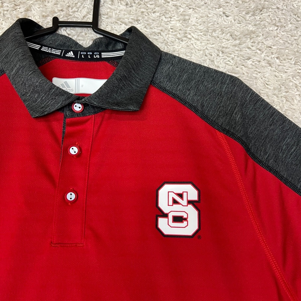 NC State Wolfpack Polo Shirt Mens Size Large Red Adidas Preppy College NCAA - Picture 4 of 11